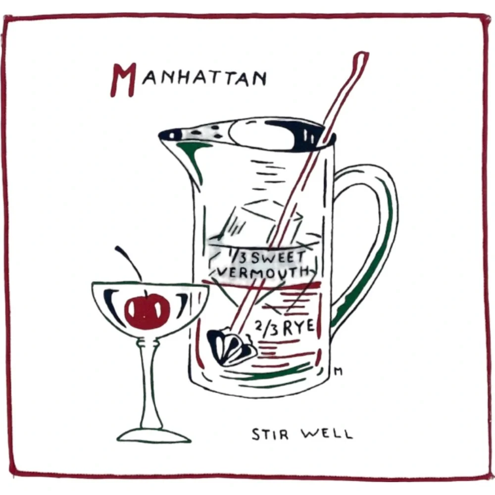 Set 4 Estelle & Alvin’s Restoration Hardware Cocktail Recipe Napkins